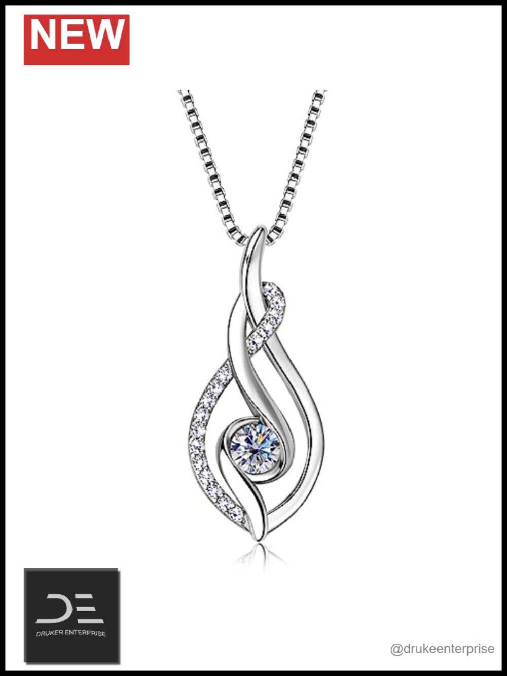 Moissanite Infinity Pendant Necklace 925 Sterling Silver D Color Fine Jewelry